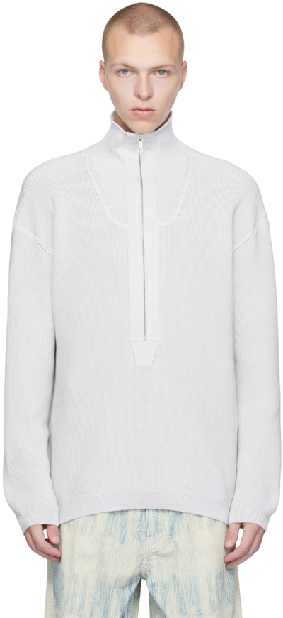 Shop Our Legacy Off-white Half-zip Sweater In Synthesize Bone Resu