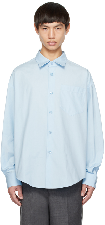 Shop Ami Alexandre Mattiussi Blue Boxy-fit Shirt In Sky Blue/450