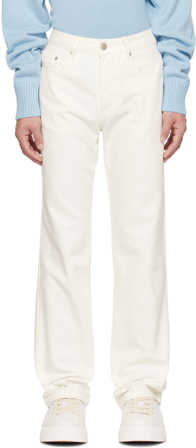 Shop Ami Alexandre Mattiussi Off-white Straigh-fit Jeans In Natural White/168