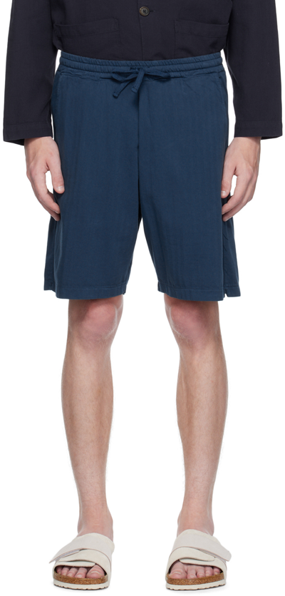 Shop Universal Works Navy Lumber Shorts In Washed Navy