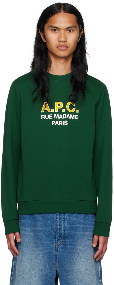 Shop Apc Green Madame Sweatshirt In Kaf Dark Green