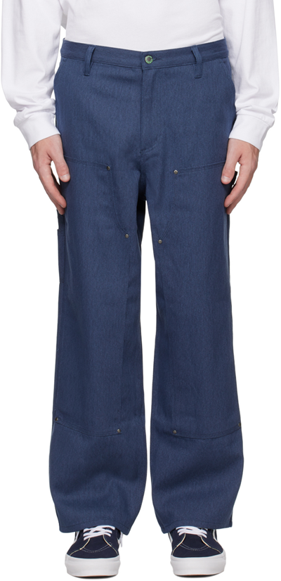 Brain Dead Navy Double Knee Utility Trousers In Navy