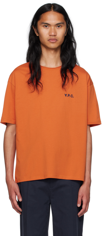 Shop Apc Orange Jeremy T-shirt In Eaf Brick-red
