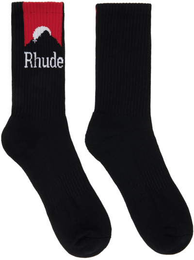 Shop Rhude Black Moonlight Socks