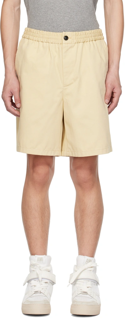 Shop Ami Alexandre Mattiussi Beige Elasticized Shorts In Vanille/709