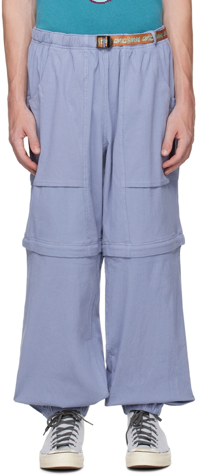 Brain Dead Alpinist Seersucker Convertible Pant In Slate Blue