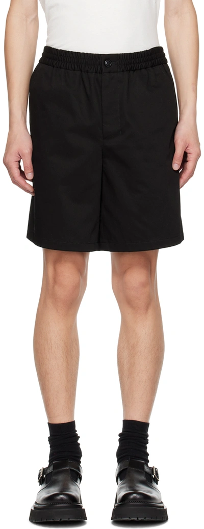 Shop Ami Alexandre Mattiussi Black Elasticized Shorts