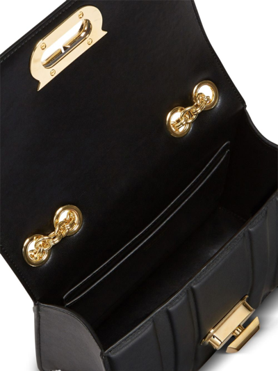 Shop Ferragamo Medium Gancini Leather Shoulder Bag In Black