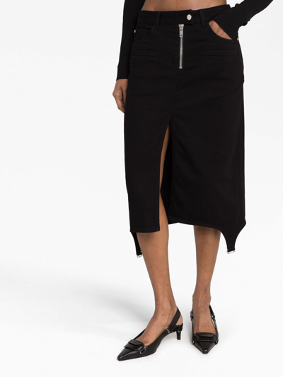 Courrèges Asymmetric Zipped Denim Skirt In Black