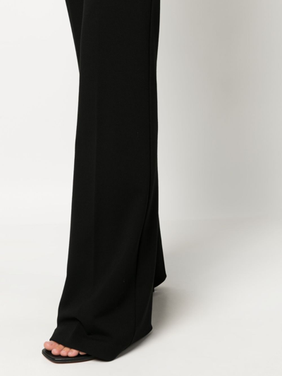 Pinko High-waisted Flared Crepe Trousers In Black