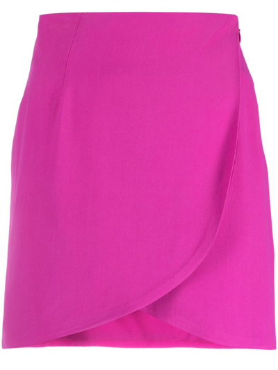 Shop Federica Tosi Wrap-design High-waisted Miniskirt In Pink