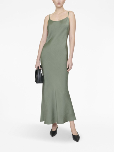 Shop Anine Bing Chloe Silk Dress In Green