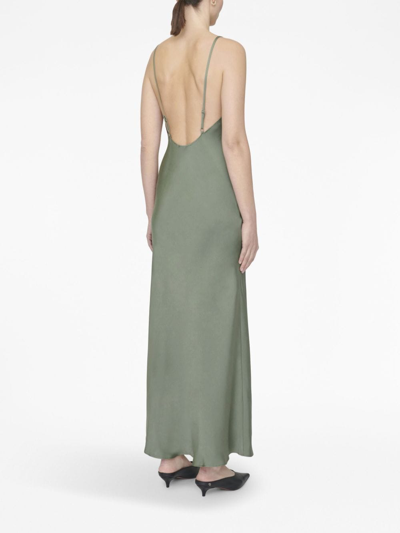 Shop Anine Bing Chloe Silk Dress In Green