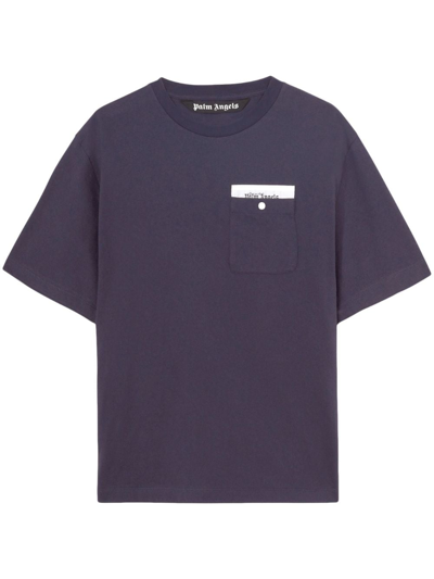 Shop Palm Angels Sartorial Tape Cotton T-shirt In Blue