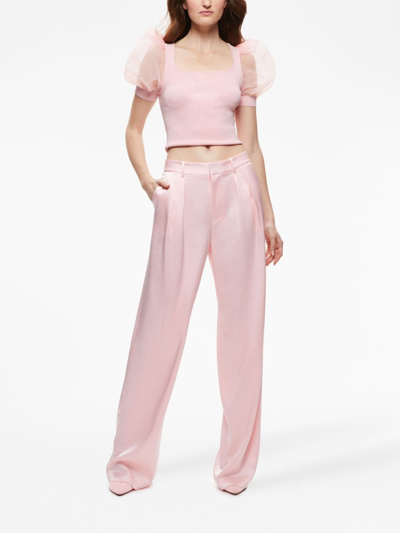 Shop Alice And Olivia Pompey Pleat-detail High-waist Trousers In Pink
