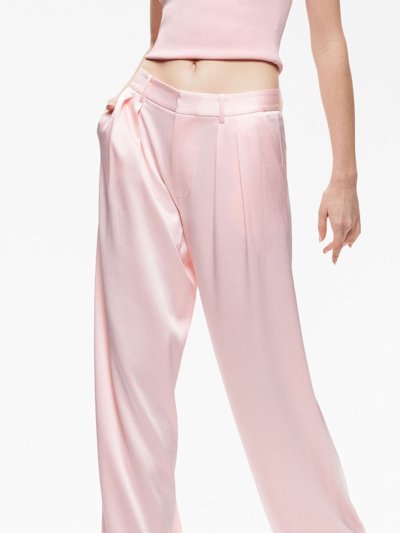 Shop Alice And Olivia Pompey Pleat-detail High-waist Trousers In Pink