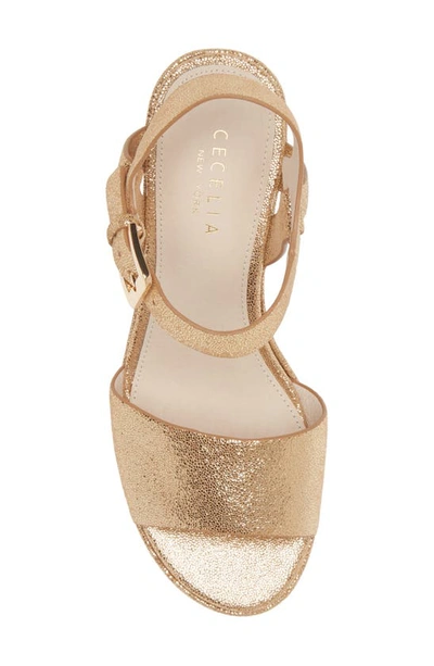 Shop Cecelia New York Betty Platform Wedge Sandal In Soft Gold