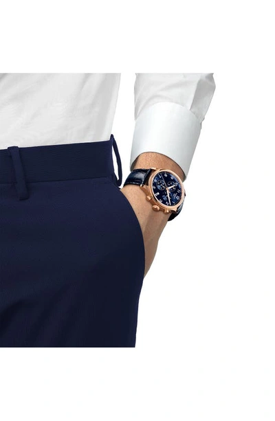 Tissot Chrono Xl Classic Quartz Chronograph Blue Dial Leather Strap Men's Watch T116.617.36.042.00 In Blue