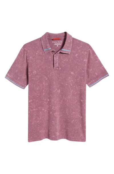 Shop Stone Rose Tipped Acid Wash Performance Jersey Polo In Purple