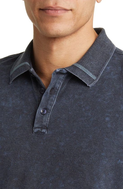 Shop Stone Rose Tipped Acid Wash Performance Jersey Polo In Navy