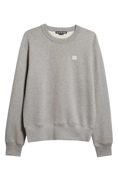 Shop Acne Studios Fairah Face Patch Oversize Cotton Sweatshirt In Light Grey Melange