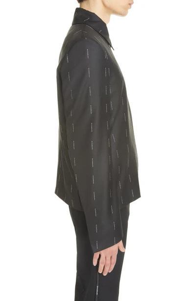 Shop Givenchy Logo Stripe Wool Shirt Jacket In Black