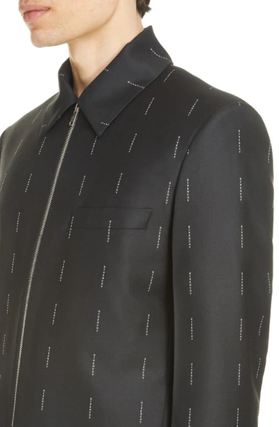 Shop Givenchy Logo Stripe Wool Shirt Jacket In Black