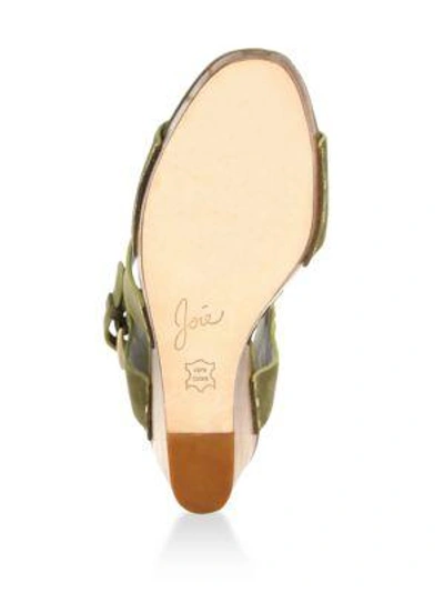 Shop Joie Cecilia Suede Crisscross Wedge Sandals In Olive