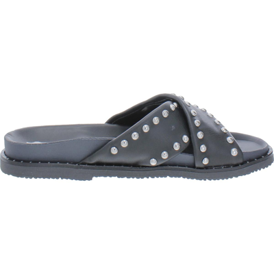 Shop Steve Madden Zahara Womens Faux Leather Studded Slide Sandals In Black