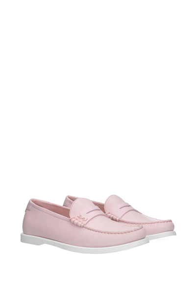 Shop Saint Laurent Loafers Mag Leather Pink Pastel Pink