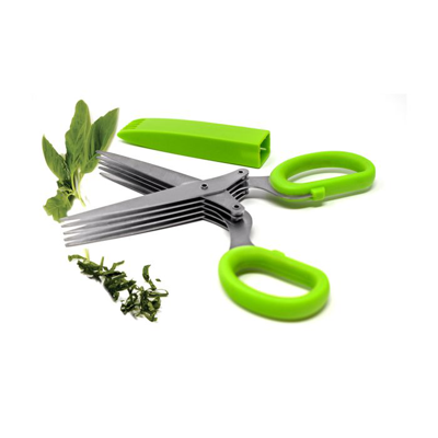 Norpro Multi Blade Herb Shears With Storage Sheath, Stainless Steel, Green In Green