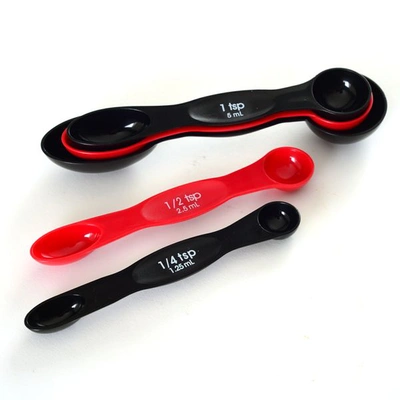 Norpro 5 Piece Nesting Magnetic Measuring Spoon Set 1/4 Tsp To 1 Tbsp, Red/black In Red