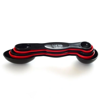Norpro 5 Piece Nesting Magnetic Measuring Spoon Set 1/4 Tsp To 1 Tbsp, Red/black In Red