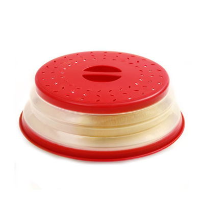 Norpro Knockdown Collapsible Microwave Food Cover, Red/clear In Red