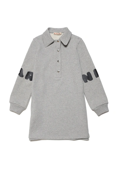 Shop Marni Dress In Fleece With Logo In Grey