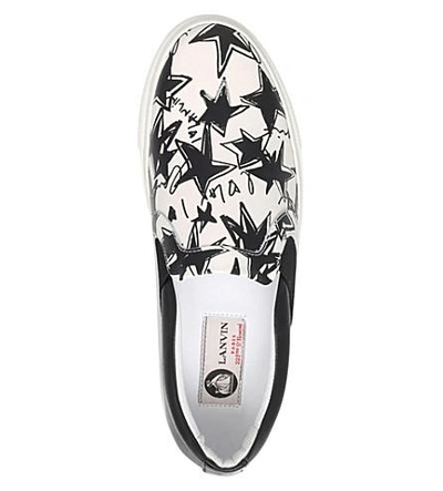 Shop Lanvin Star-print Leather Skate Shoes In White/blk