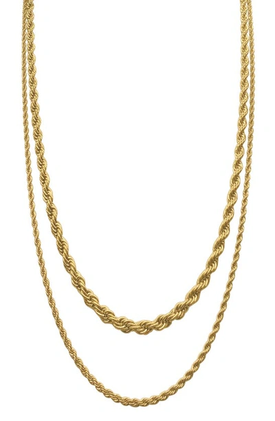 Shop Adornia Set Of 2 Water Resistant Rope Chain Necklaces In Gold