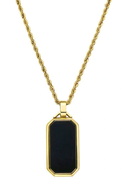 Shop Adornia Water Resistant Imitation Stone Dog Tag Pendant Necklace In Gold