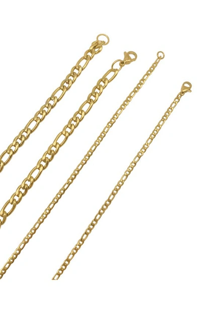 Adornia Set Of 2 Water Resistant Stainless Steel Figaro Chain Necklaces In Gold