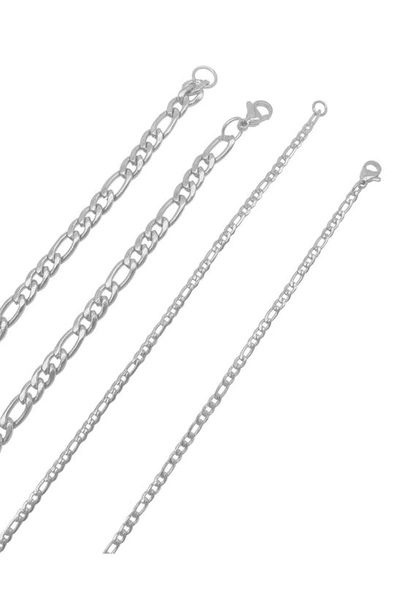 Shop Adornia Set Of 2 Water Resistant Stainless Steel Figaro Chain Necklaces In Silver