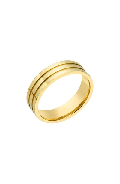 Shop Adornia Water Resistant Grooved Three Line Ring In Gold