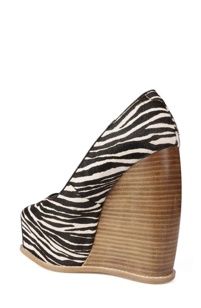 Zigi Milluh Peep Toe Platform Wedge Sandal In Zebra Print Calf Hair