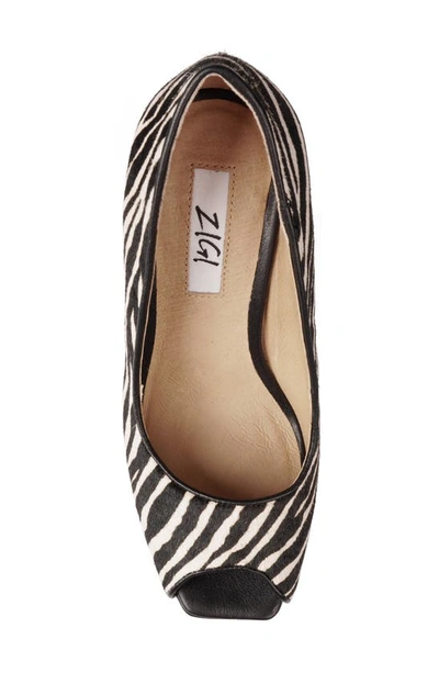 Zigi Milluh Peep Toe Platform Wedge Sandal In Zebra Print Calf Hair