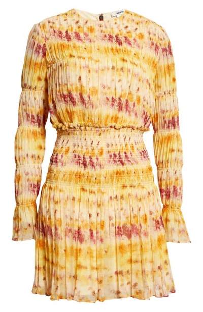 Shop Jason Wu Tie Dye Long Sleeve Crinkle Silk Chiffon Dress In Ombre Floral Pink Multi
