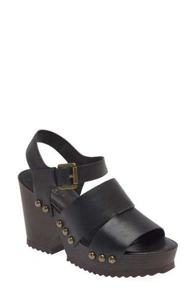 Shop Cecelia New York Artsy Stud Platform Wedge Sandal In Black Leather