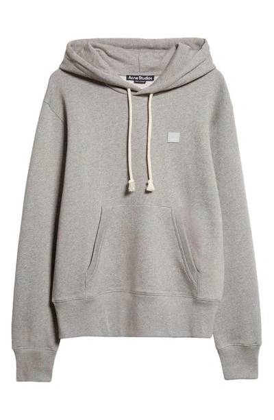 Shop Acne Studios Fairah Face Patch Oversize Cotton Hoodie In Light Grey Melange