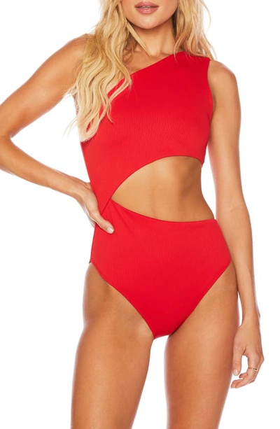 Shop Beach Riot Celine Cutout One-shoulder One-piece Swimsuit In Red