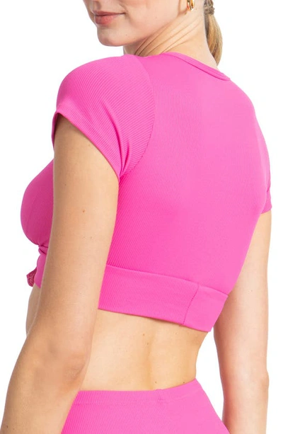 Shop Robin Piccone Amy Crop Bikini Top In Rosy