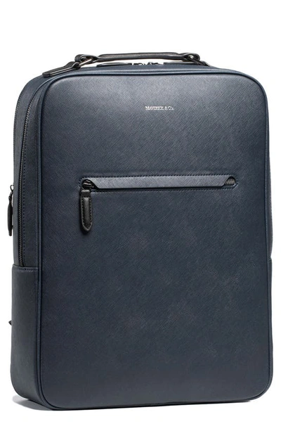 Shop Maverick & Co. Earthen Recycled Leather Backpack In Navy