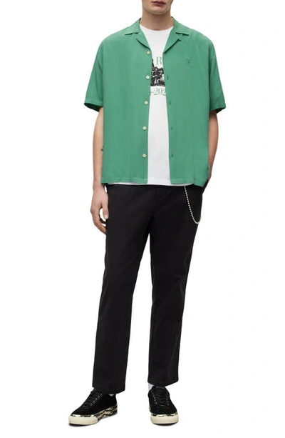 Shop Allsaints Venice Relaxed Fit Short Sleeve Button-up Camp Shirt In Dark Thyme Green